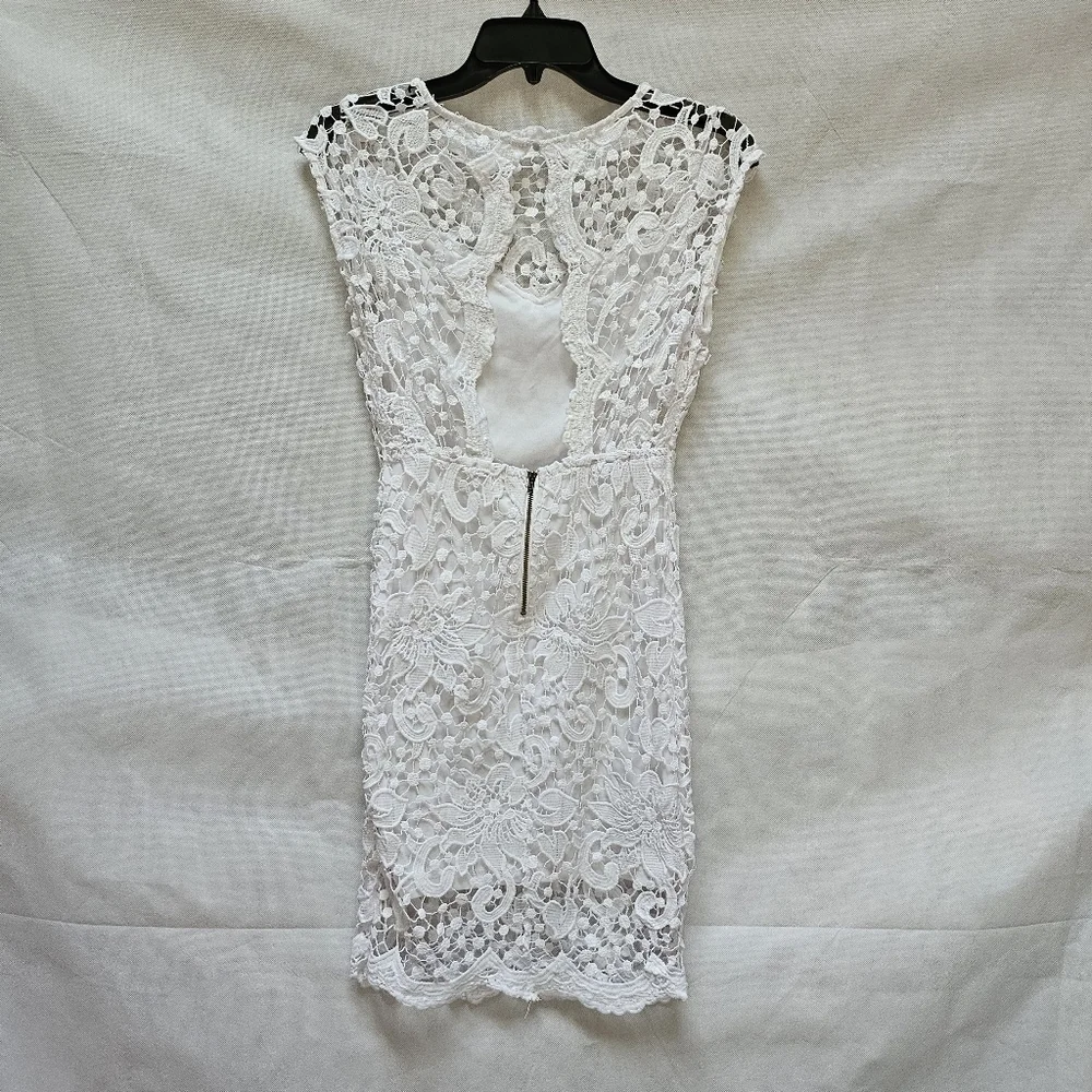 Poetry Floral Crocheted Lace Open Back White Dress 100% Polyester Sz S - Picture 4 of 7